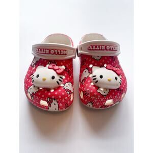 Toddler Girl's Hello Kitty Red and White Crocs Size 7